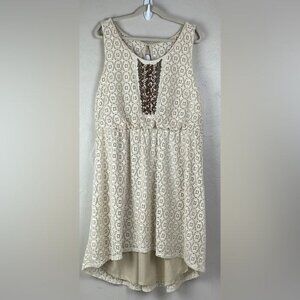 Maurices Cream Lace Beaded Tank Dress size 12/14 NWT stretch lined